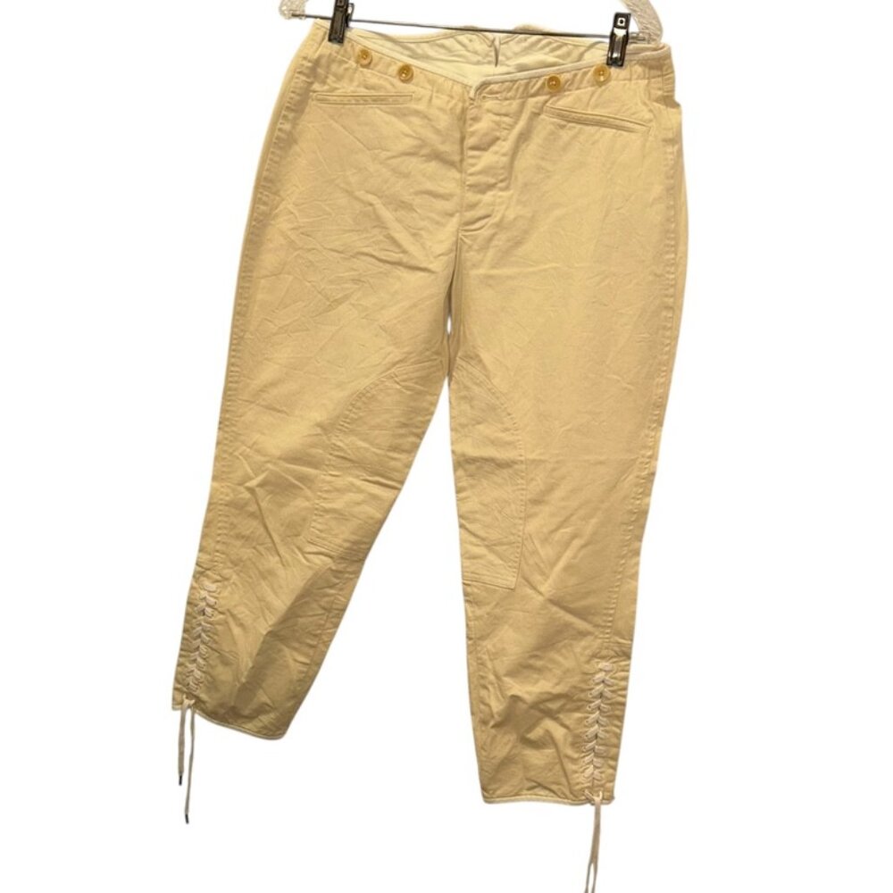 Ralph Lauren cream ivory vintage riding pants lace up hems 8
